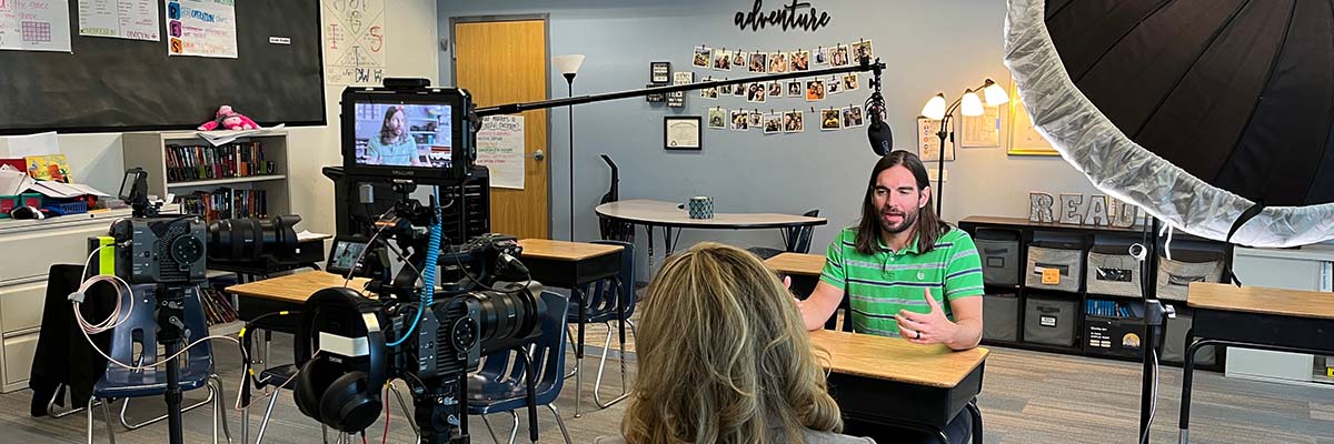 Behind the scenes (BTS) Two-camera interview setup with professional lighting by Jay Billups Creative Media