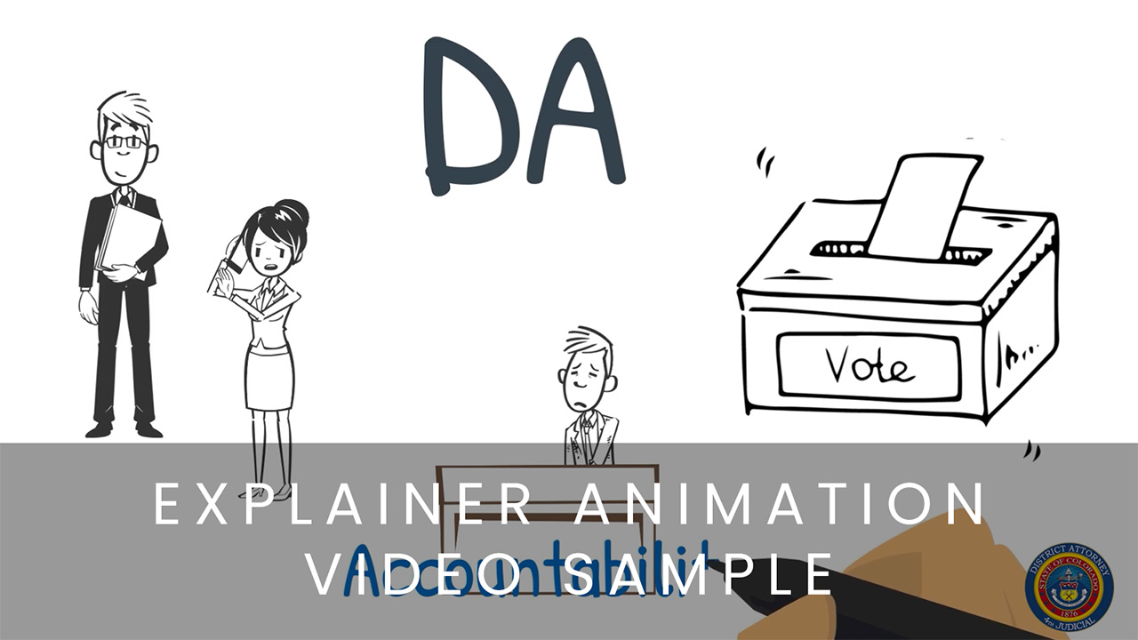 A screenshot from an explainer video outlining District Attorney duties by Jay Billups Creative Media in Colorado Springs