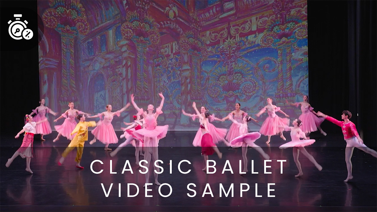 Wide-angle shot of a ballet performance recorded by Jay Billups Creative Media